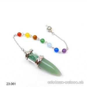 Pendule Aventurine verte env. 5 cm avec chaînette Chakra amovible
