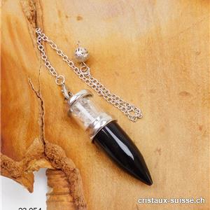 Pendule Onyx et Cristal de roche env. 5 cm avec chaînette amovible