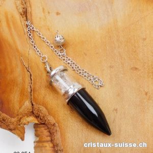 Pendule Onyx et Cristal de roche env. 5 cm avec chaînette amovible