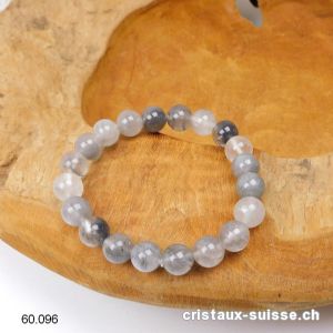 Bracelet Quartz nuageux 10 mm / élastique 19 cm. Taille M - L