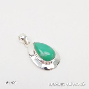 Pendentif Chrysoprase en argent 925. Pièce unique, Qual. A