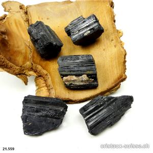 Tourmaline noire cristallisée brute 3 à 4 cm, 22 à 28 grammes