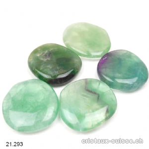 Fluorite verte plate 3,5 - 4 cm / 20 - 25 grammes. Taille L