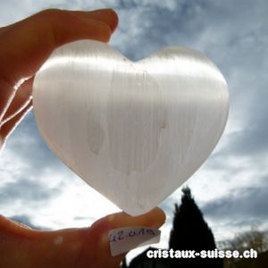 Coeur Sélénite bombé 7 à 8 x 6 cm. Taille XL