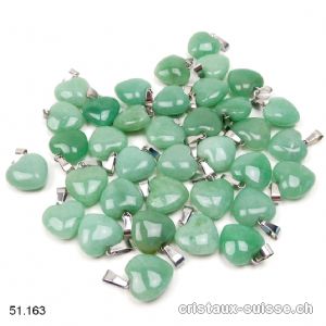 Pendentif Aventurine verte coeur 1,5 cm avec boucle métal. OFFRE SPECIALE