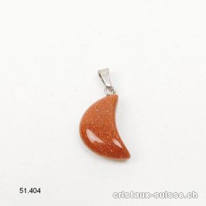 Pendentif Rivière d'or brune LUNE 1,7 cm avec boucle métal. Offre Spéciale