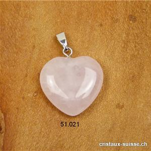 Pendentif Quartz rose pâle, Coeur 2 cm avec boucle métal. OFFRE SPECIALE
