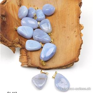 Pendentif Calcédoine bleue 2 - 2,5 cm avec boucle métal doré. OFFRE SPECIALE