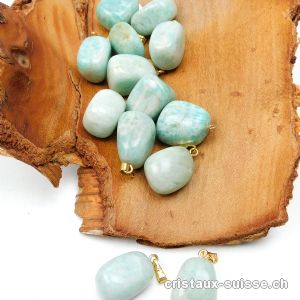 Pendentif Amazonite env. 2 cm avec boucle métal doré