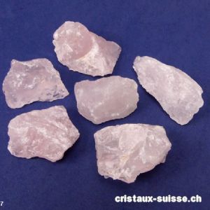 Quartz rose clair brut, 27 à 40 grammes