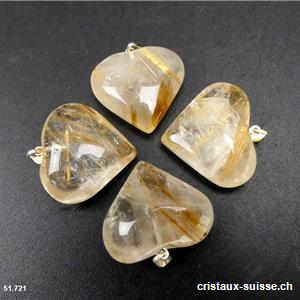 Pendentif Rutile Quartz coeur 2,5 - 2,7 cm
