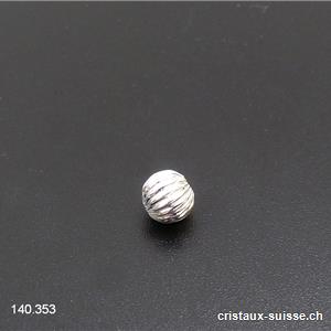 Intercalaire Boule rainurée métal argenté 6 mm