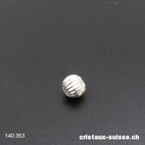 Intercalaire Boule rainurée métal argenté 6 mm