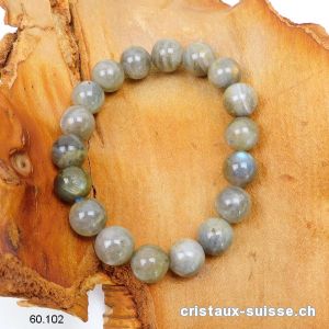 Bracelet Labradorite 12 mm, élastique 19,5 cm. Pièce unique