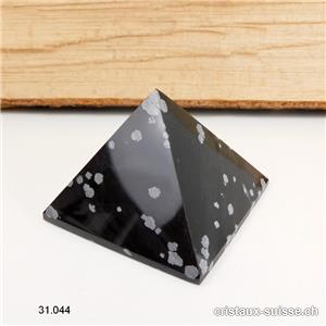 Pyramide Obsidienne flocons de neige, base 6,7 - 7 cm x haut. 4,7 cm. OFFRE SPECIALE
