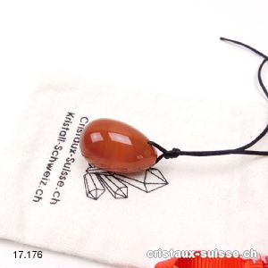 1 Oeuf YONI Cornaline opaque 3 x 2 cm. Taille S. Percé. Offre Spéciale
