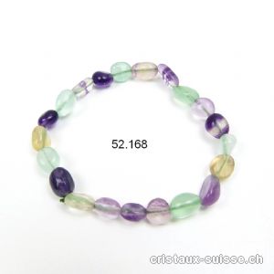 Bracelet Fluorite multicolore 6 - 10 mm, élastique 18-19 cm