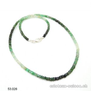 Collier Emeraude boutons facettés 3 - 4 mm / 46 cm