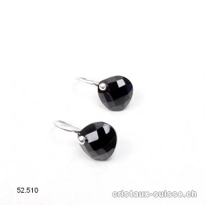 Boucles d'oreilles Spinelle noir facetté en argent 925