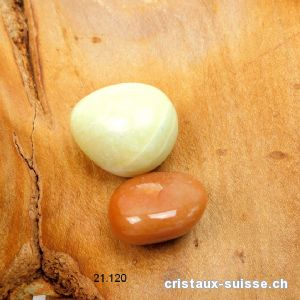 1 Aventurine orange et 1 Jade Serpentine 2 à 3 cm. OFFRE SPECIALE