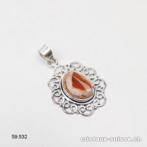 Pendentif Opale de Feu en argent 925. Pièce unique