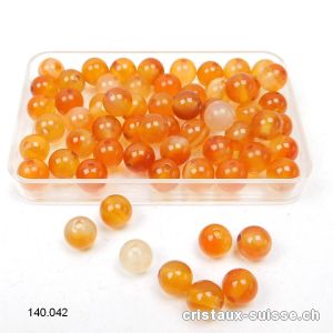 Cornaline couleurs mixtes, boule percée 6 mm