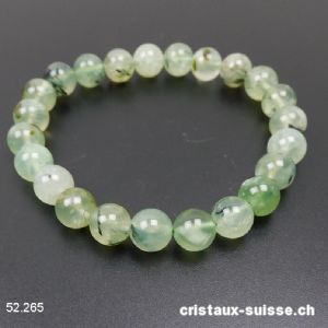 Bracelet Préhnite verte avec épidote 8-8,5 mm / 18 cm. Taille M