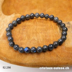 Bracelet Labradorite foncée 6 mm / 18 cm. Taille M. Qual. A