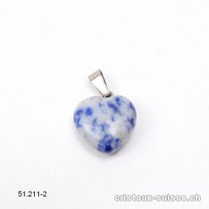 Pendentif Sodalite coeur 1,6 cm, boucle métal