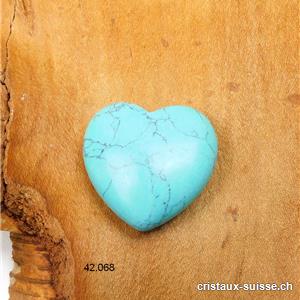Coeur Turquénite - Howlite turquoise 3 cm. OFFRE SPECIALE