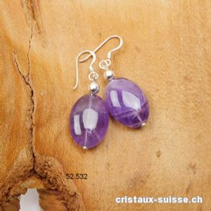 Boucles d'oreilles Améthyste ovale en argent 925