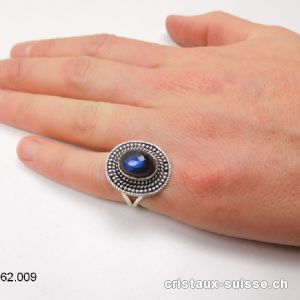 Bague Labradorite bleue en argent 925. T. 51,5