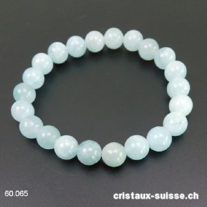 Bracelet Aigue-Marine 8 - 9 mm, élastique 18 cm. Taille M