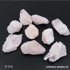 Morganite rose pâle, brute cristallisée 2,5 à 3,5 cm