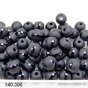 Onyx noir mat avec ligne brillante, boule percée 6 - 6,5 mm. OFFRE SPECIALE