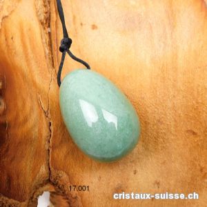 1 Oeuf YONI Aventurine verte 4,5 x 3 cm, Taille L. PERCÉ