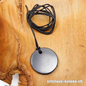 Schungite disque 2,8 cm percé avec cordon en coton à nouer. OFFRE SPECIALE