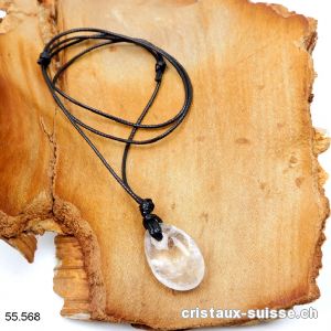 Cristal de Roche 2 - 2,5 cm, percé avec cordon Lederlook. OFFRE SPECIALE