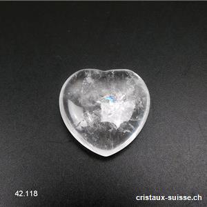 Coeur Cristal de Roche 2,5 cm, plat. Offre Spéciale
