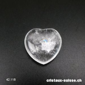 Coeur Cristal de Roche 2,5 cm, plat. Offre Spéciale