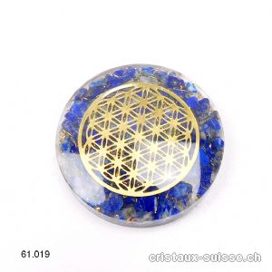 écu Orgonite Fleur de Vie, Lapis-lazuli 4 cm