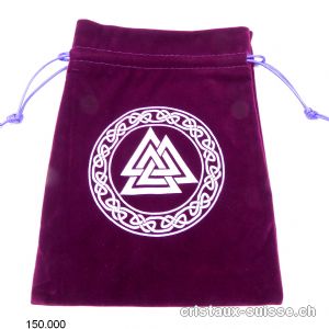 Pochette velours TRIANGLES violet 17,5 x 13 cm. Taille XL