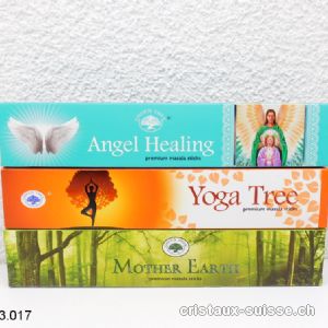 3 Boîtes - Bâtons Encens MOTHER EARTH - YOGA TREE - ANGEL HEALING. Offre Spéciale