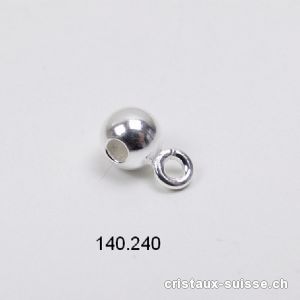 Boule intercalaire 4 mm avec oeillet fermé en argent 925. Offre Spéciale