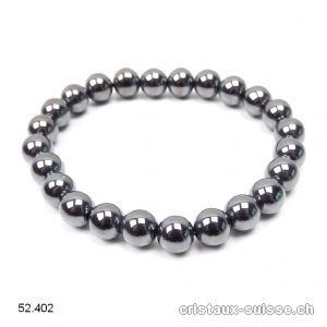 Bracelet Hématite 8 mm, élastique 18,5 - 19  cm