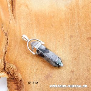 Pendentif Labradorite grise - Larvikite biterminé en métal