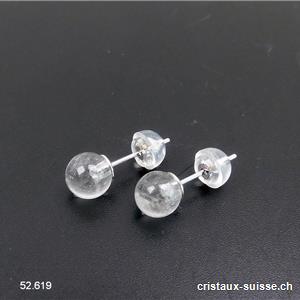 Clous d'oreilles Cristal de Roche boule 6 mm en argent 925
