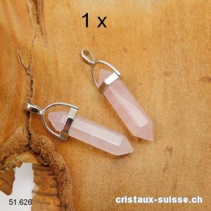 Pendentif Quartz rose biterminé en métal. OFFRE SPECIALE