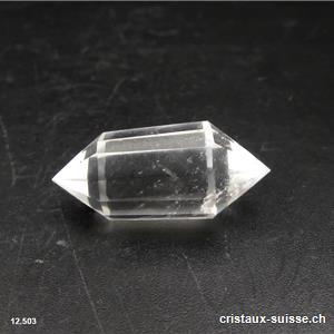 Vogel mini Cristal de Roche 12 faces biterminé, 3,5 x 1,5 cm. Pièce unique