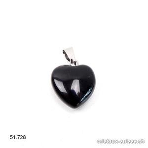 Pendentif Onyx noir Coeur 1,5 cm avec boucle en métal